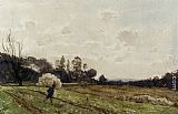 Henri-joseph Harpignies Canvas Paintings - A Farmer Crossing a Field